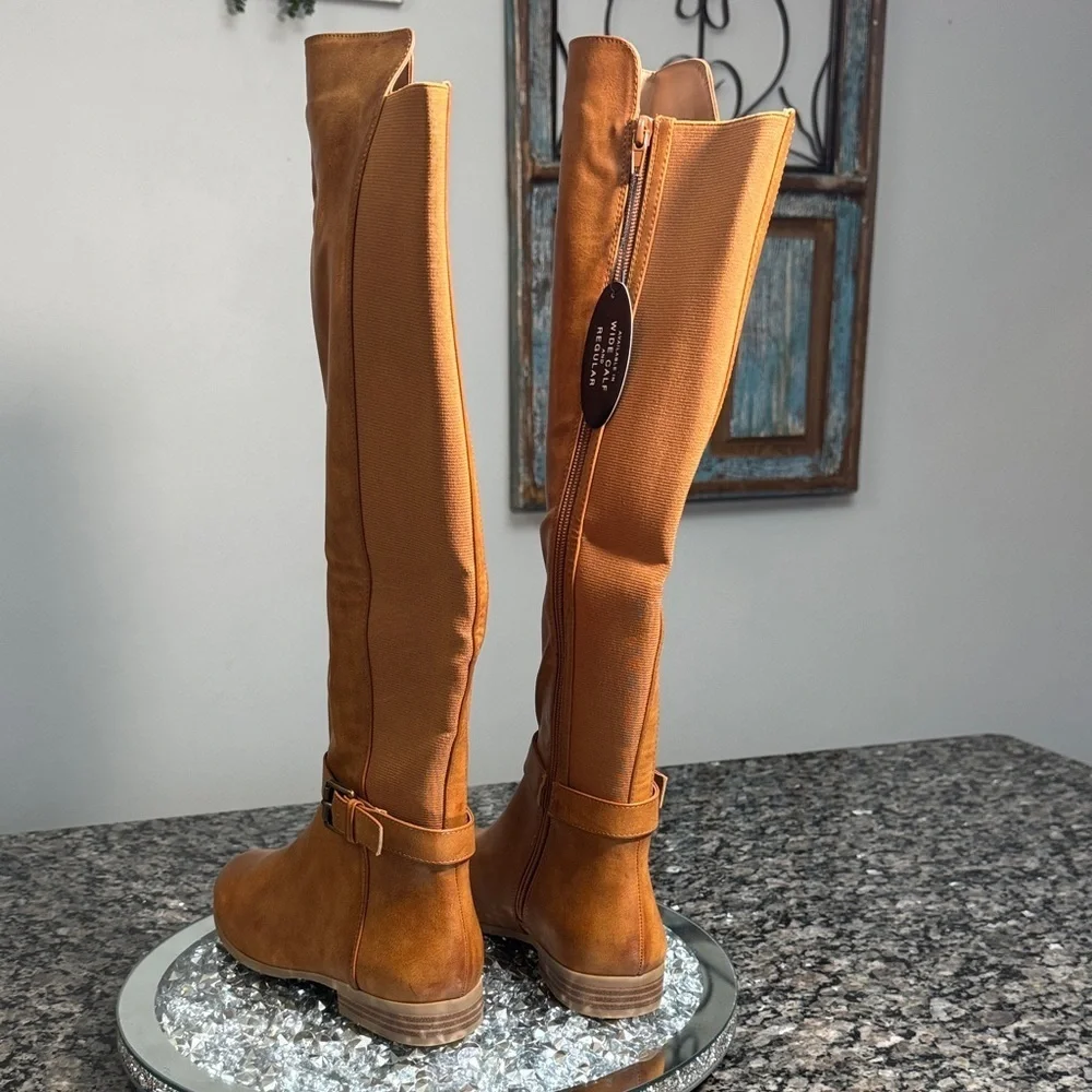 Style & Co. Women's Brown Over the Knee Boots with elastic stretch NWT 6